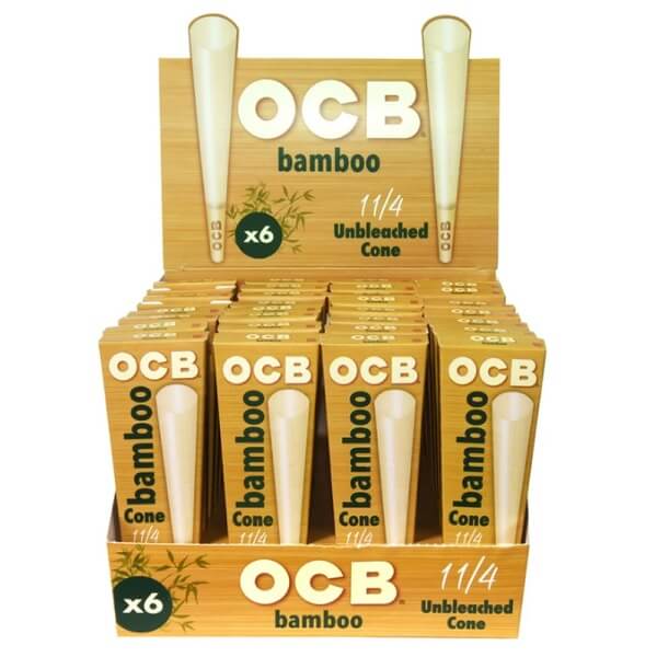 OCB Bamboo Unbleached Cones | 1 1/4 | 6 Pack | 32 Count Display product image